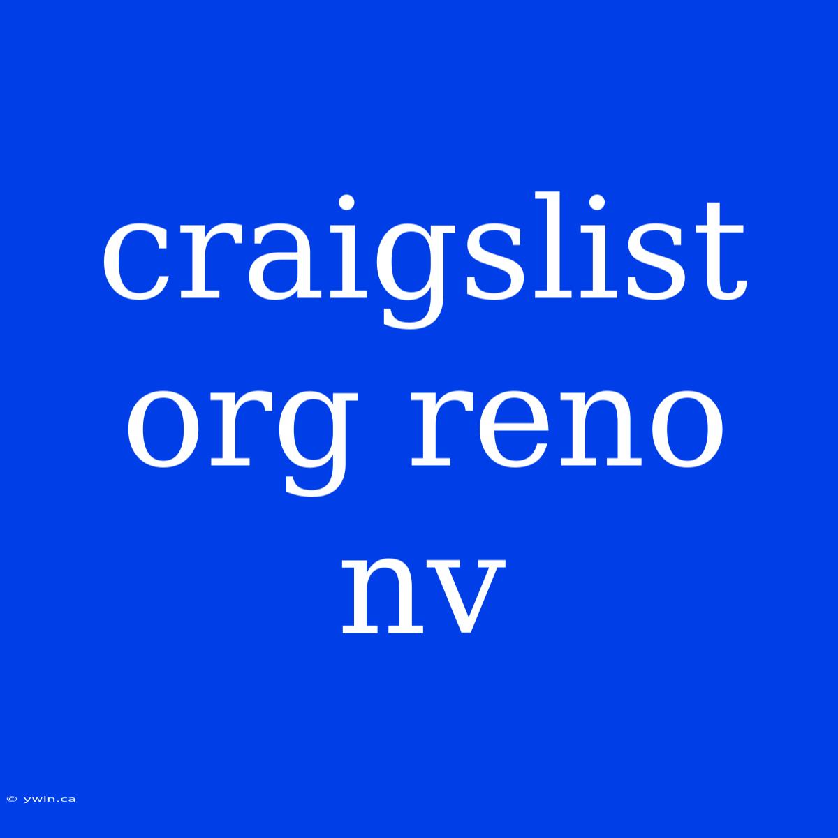 Craigslist Org Reno Nv