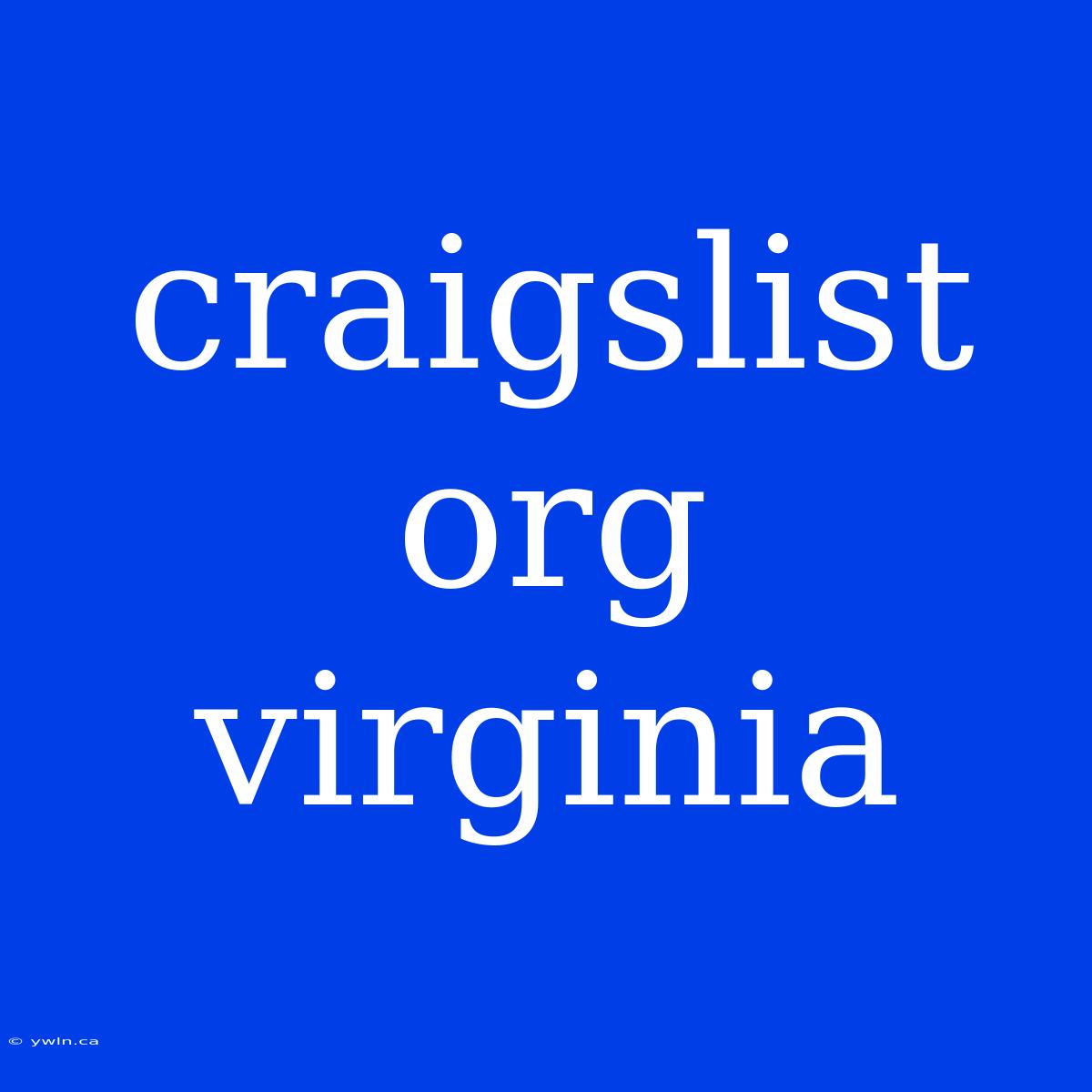 Craigslist Org Virginia