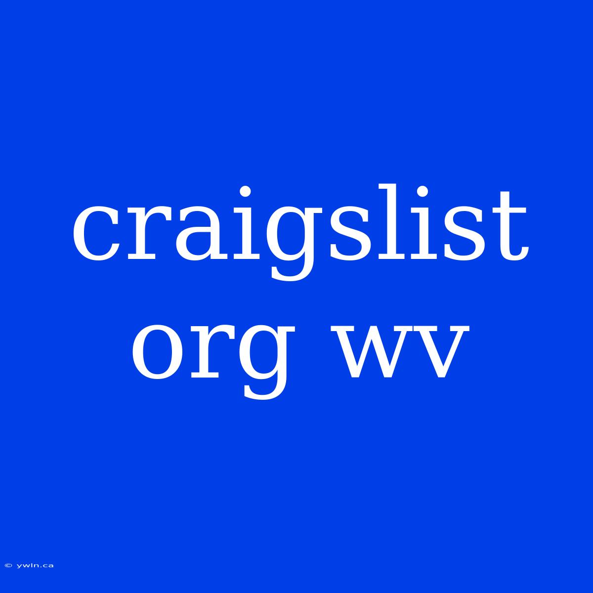 Craigslist Org Wv