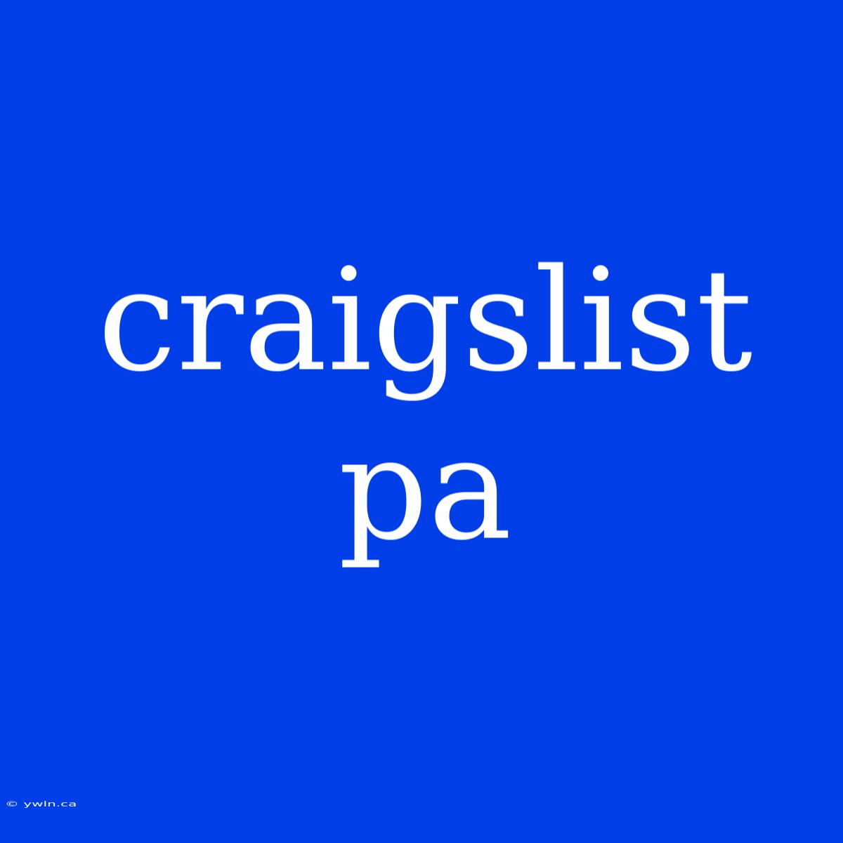 Craigslist Pa