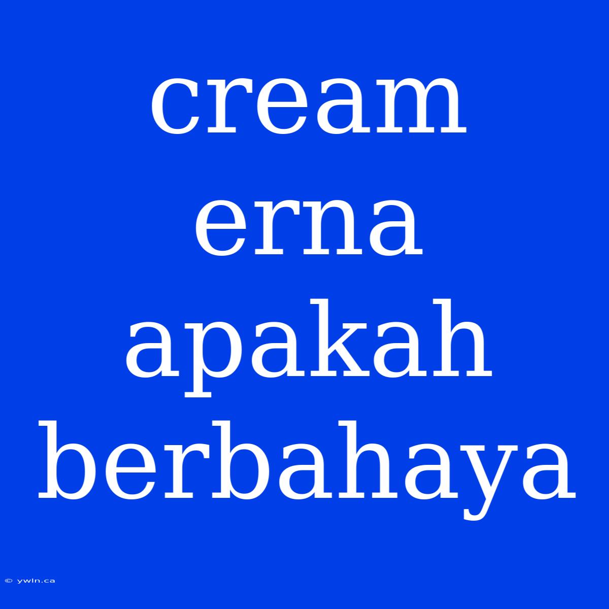 Cream Erna Apakah Berbahaya