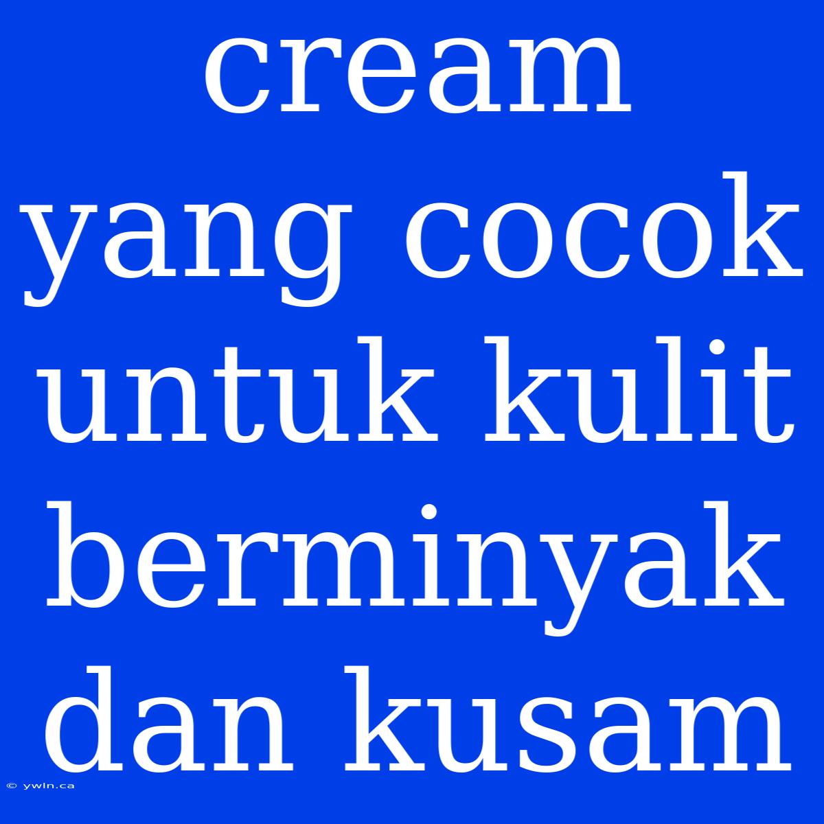 Cream Yang Cocok Untuk Kulit Berminyak Dan Kusam