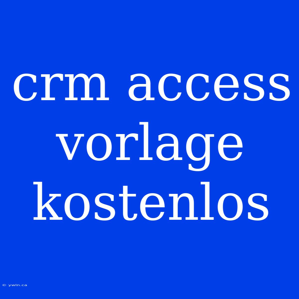 Crm Access Vorlage Kostenlos