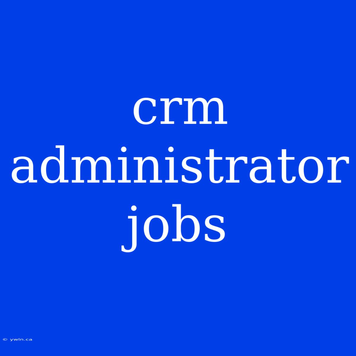 Crm Administrator Jobs