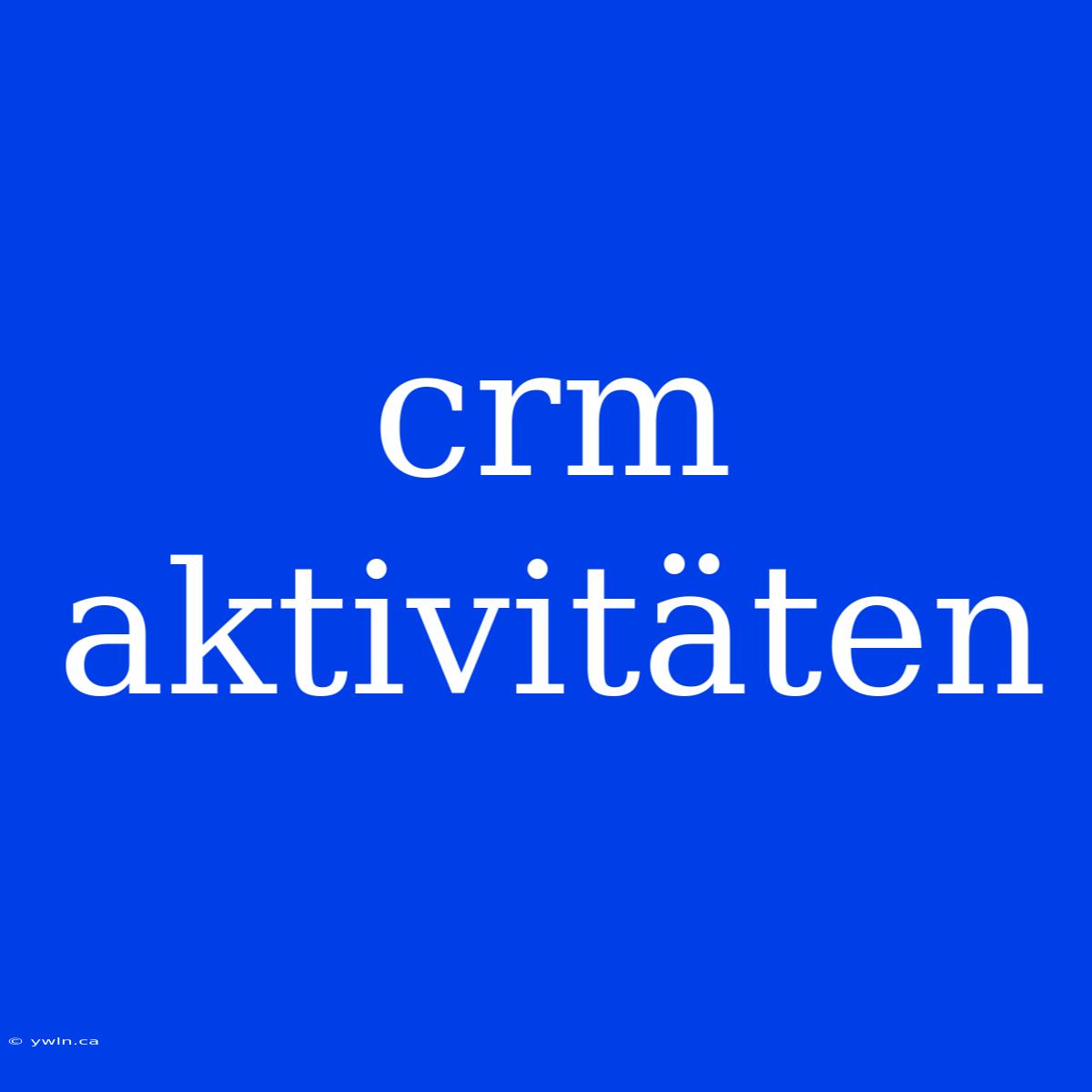 Crm Aktivitäten