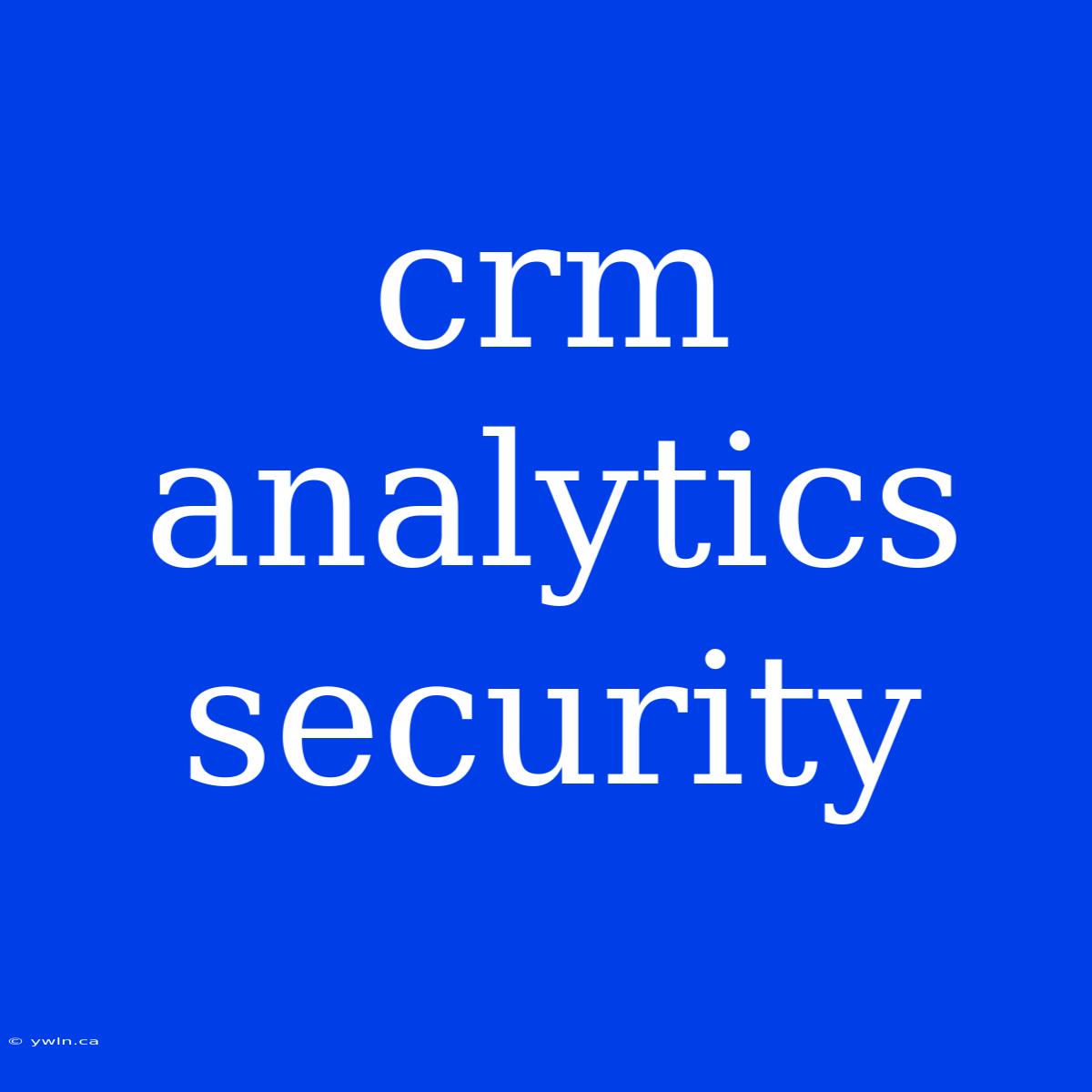 Crm Analytics Security