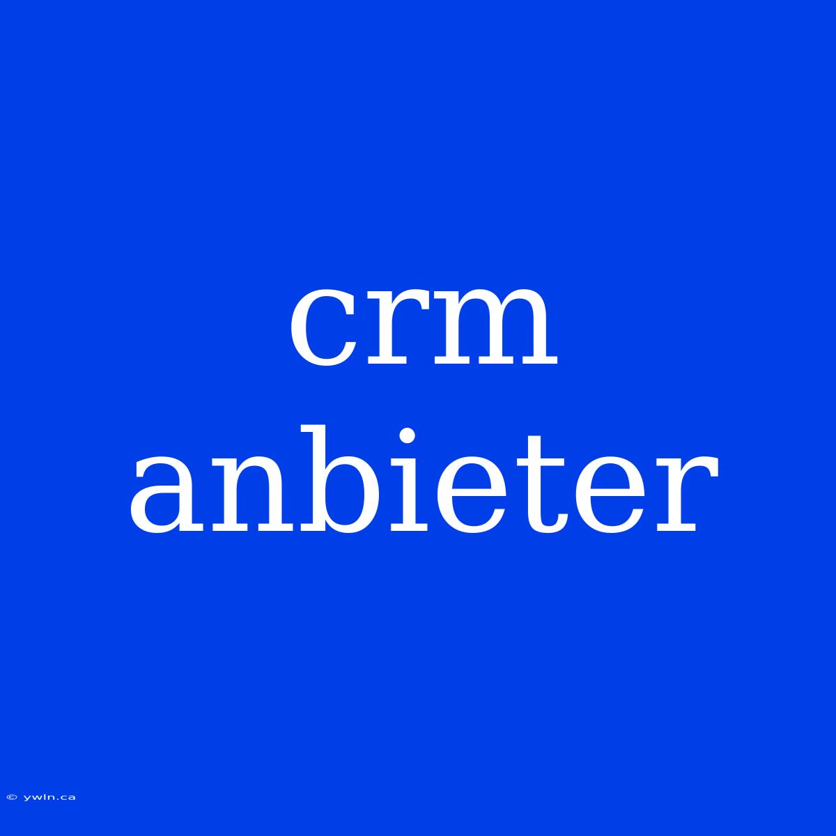 Crm Anbieter