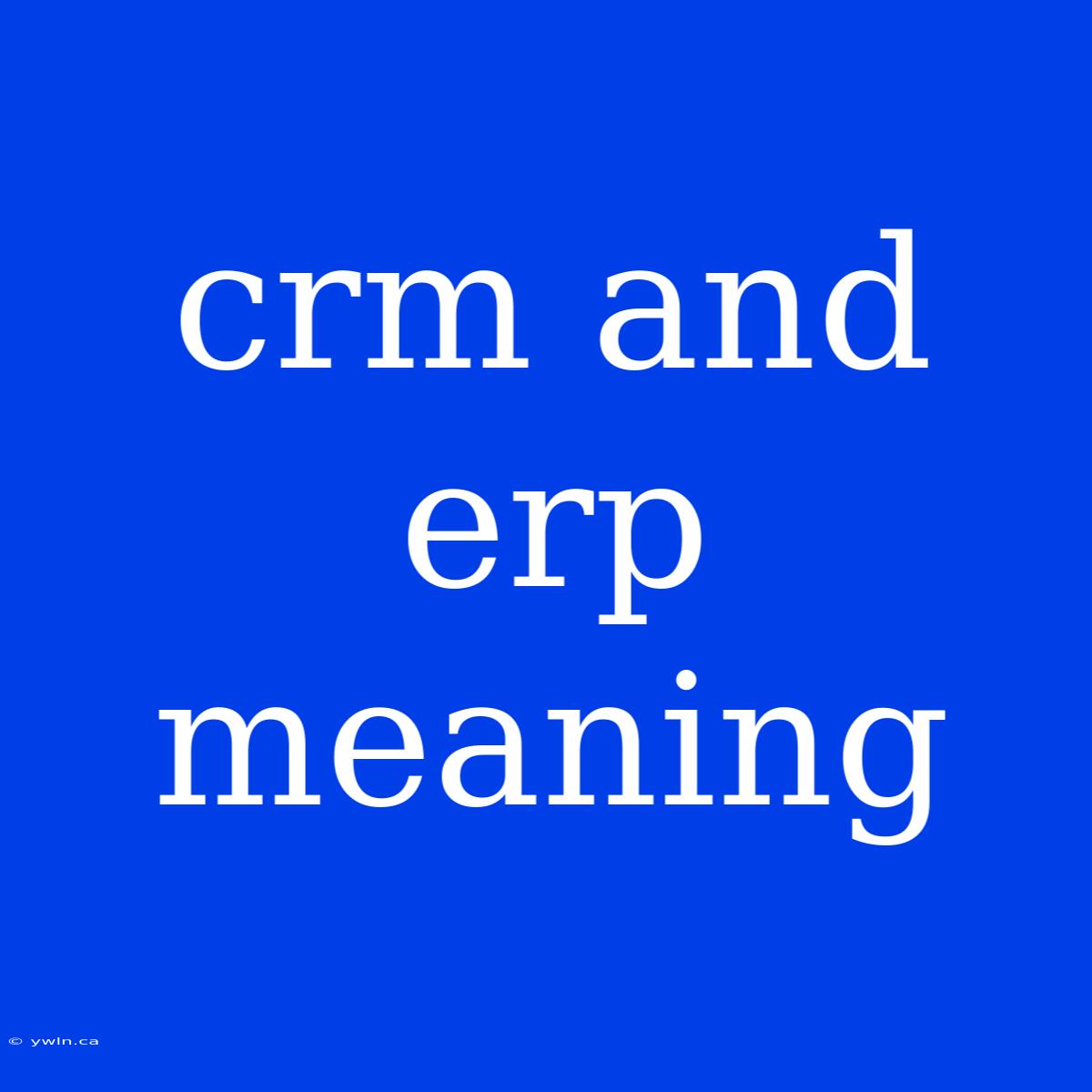 Crm And Erp Meaning