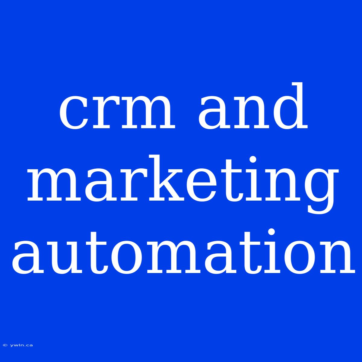 Crm And Marketing Automation