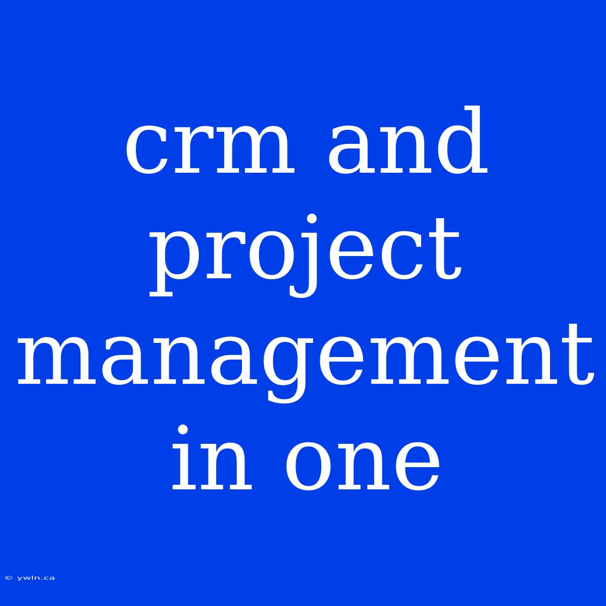 Crm And Project Management In One