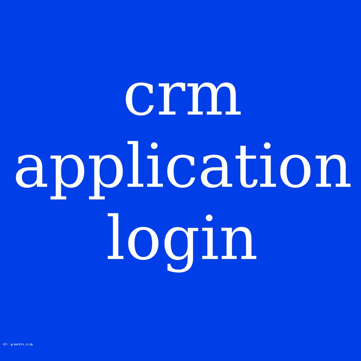 Crm Application Login