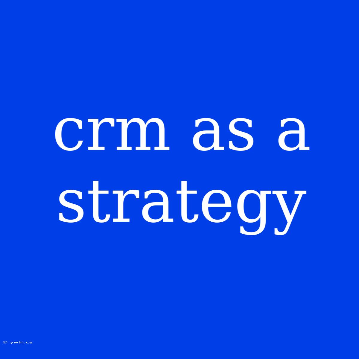 Crm As A Strategy