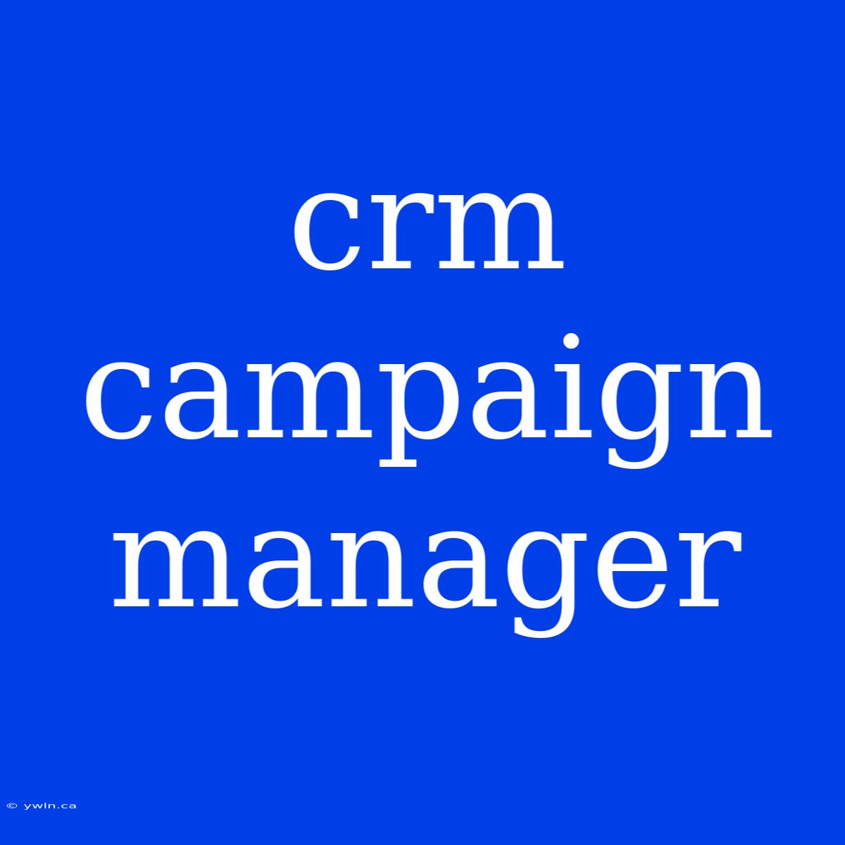 Crm Campaign Manager