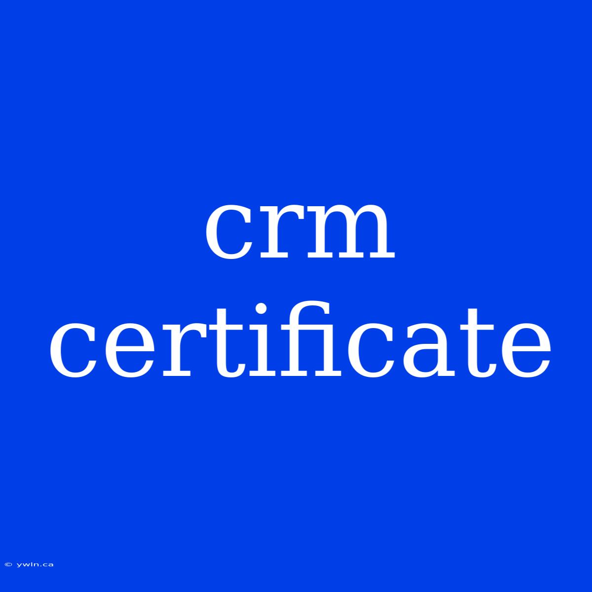 Crm Certificate