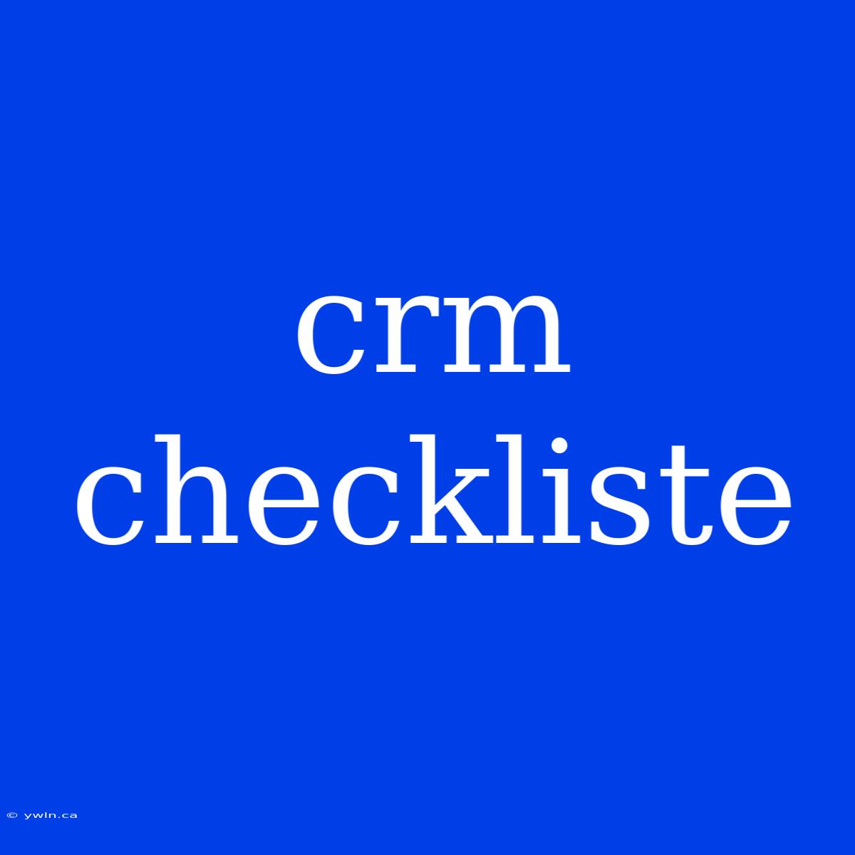 Crm Checkliste