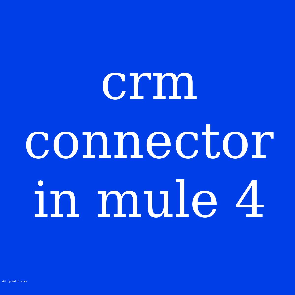 Crm Connector In Mule 4