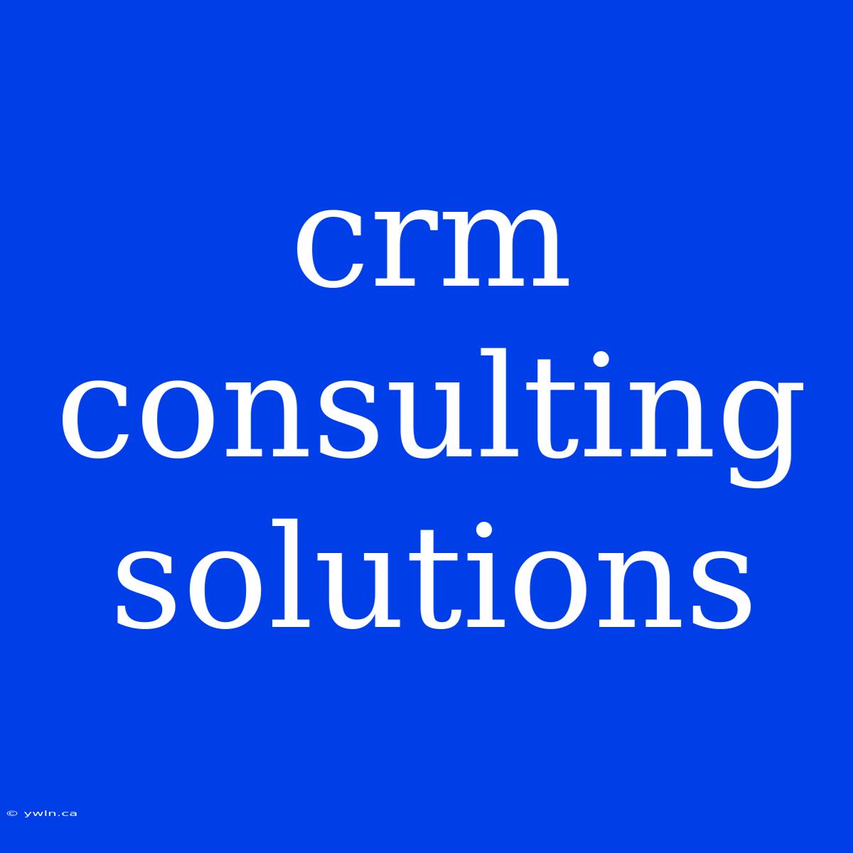 Crm Consulting Solutions