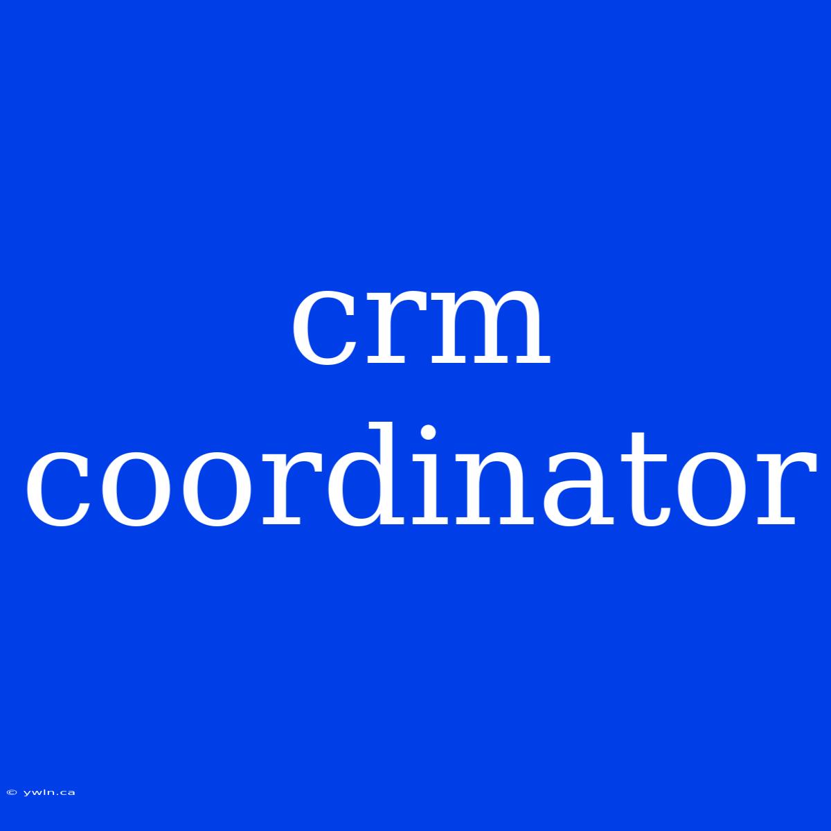 Crm Coordinator