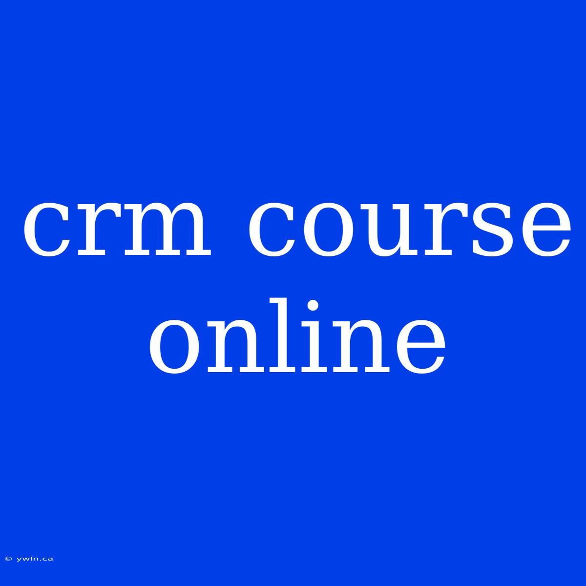 Crm Course Online