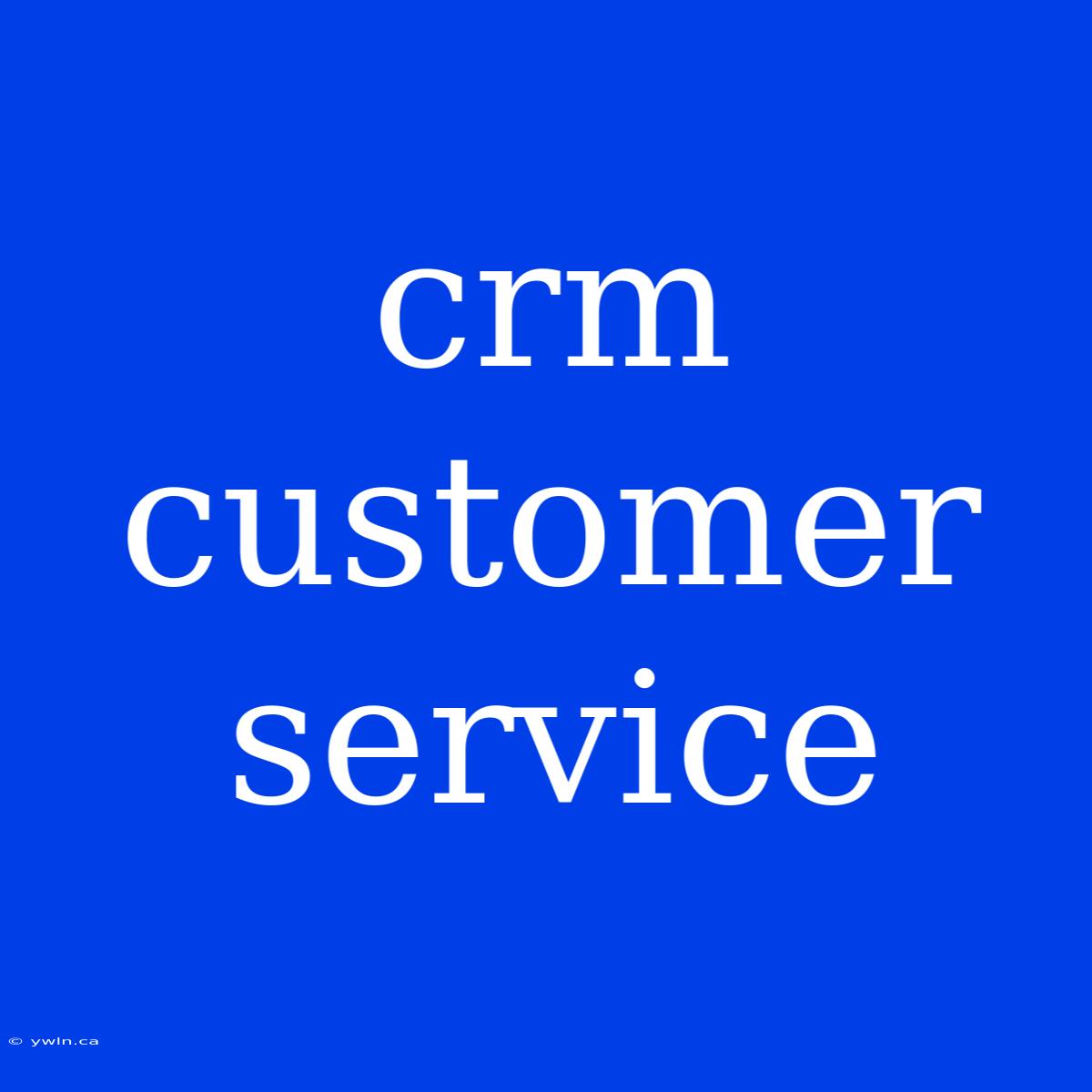 Crm Customer Service