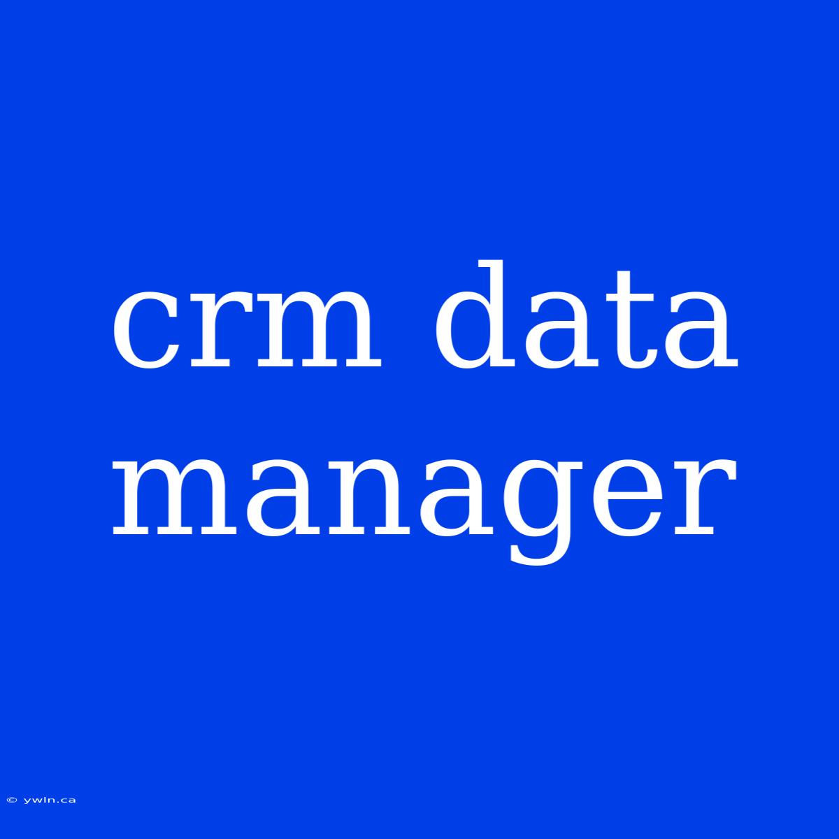 Crm Data Manager