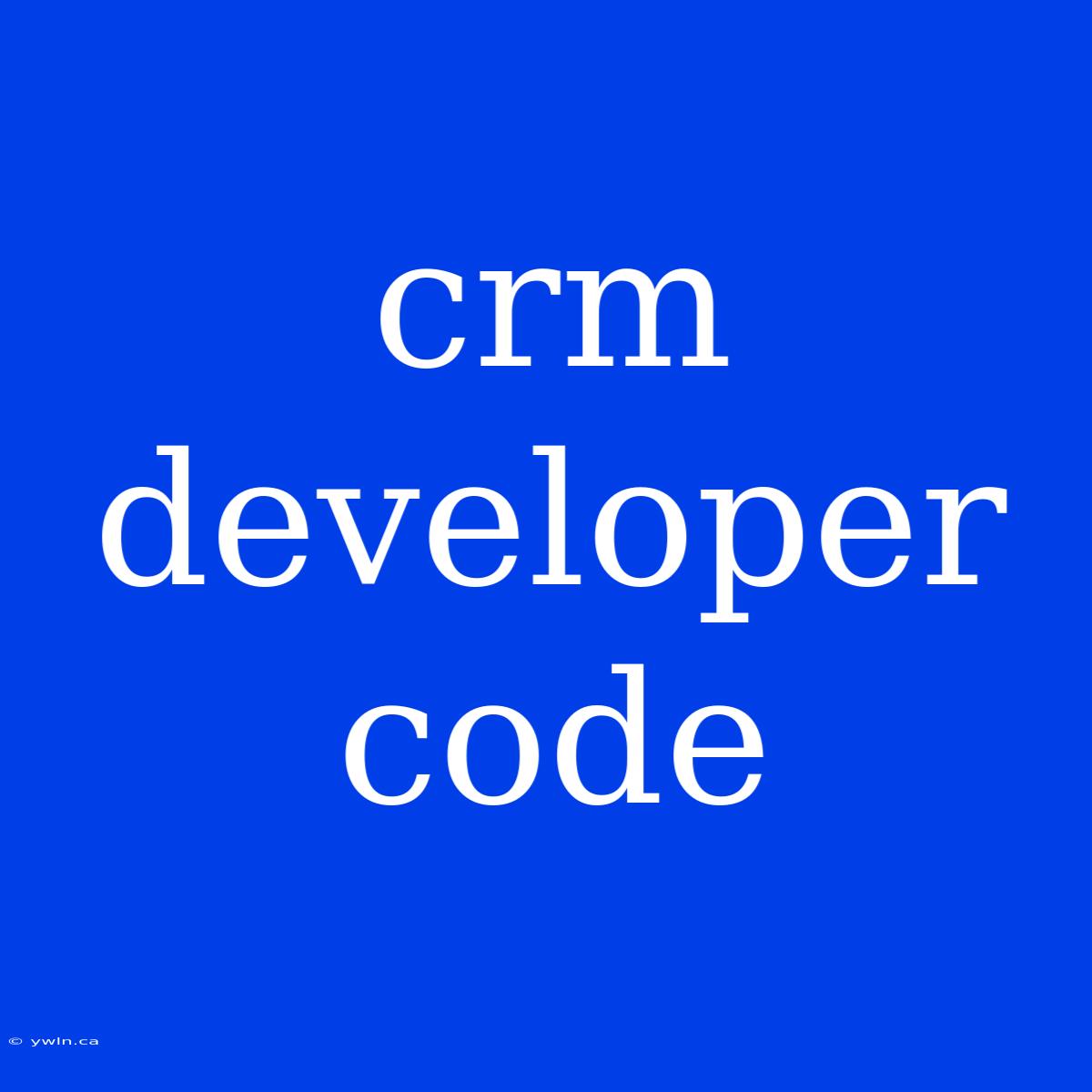 Crm Developer Code