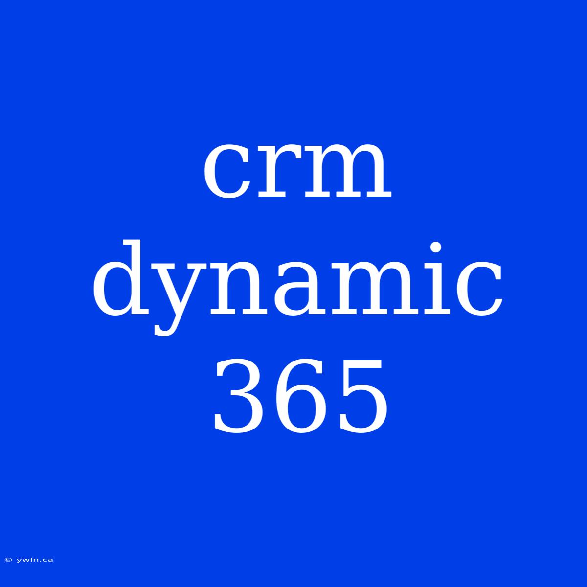 Crm Dynamic 365