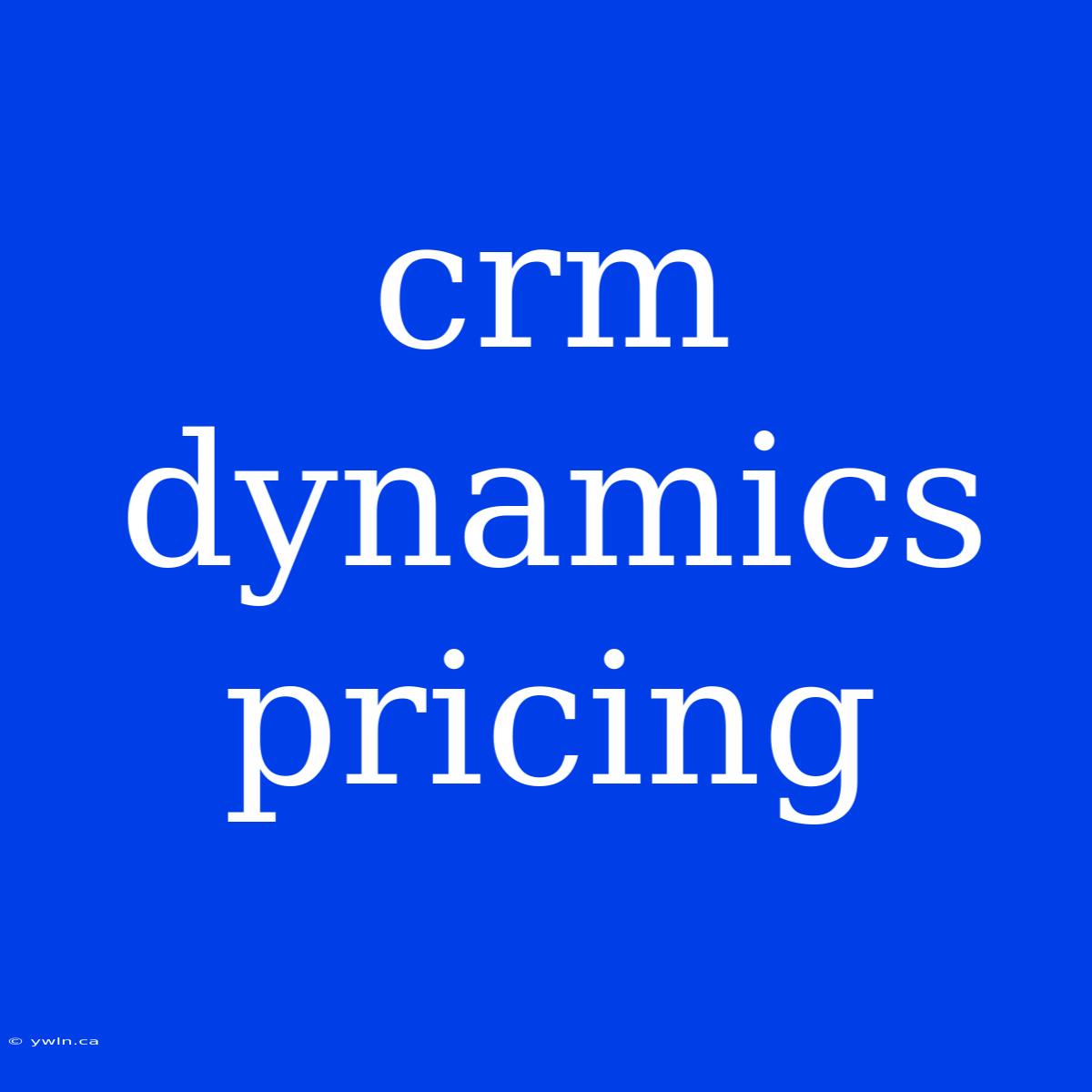 Crm Dynamics Pricing