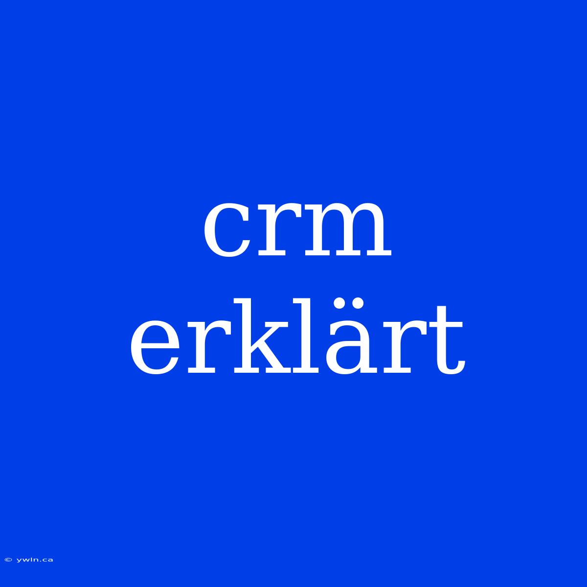 Crm Erklärt