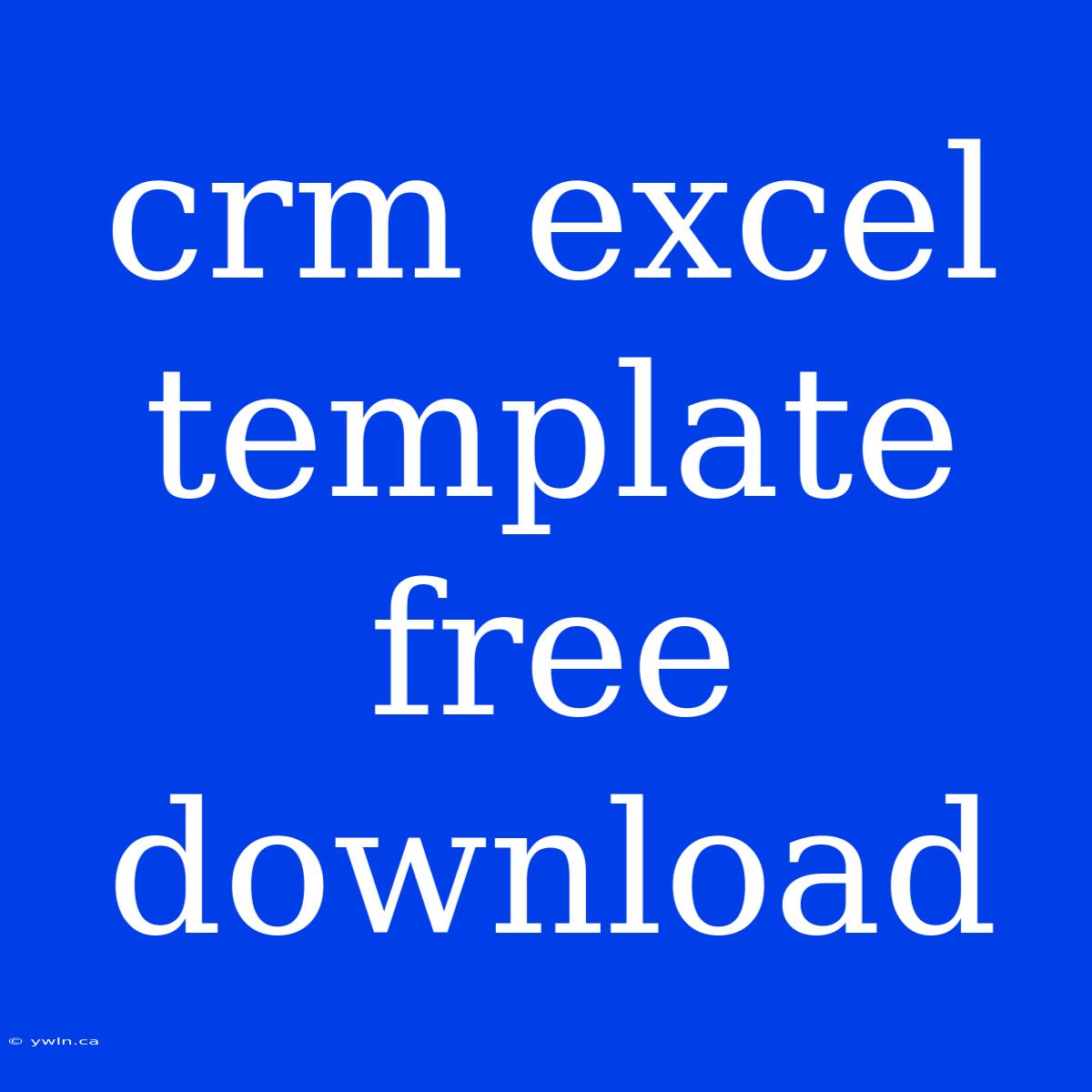 Crm Excel Template Free Download