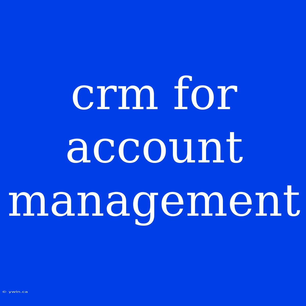 Crm For Account Management