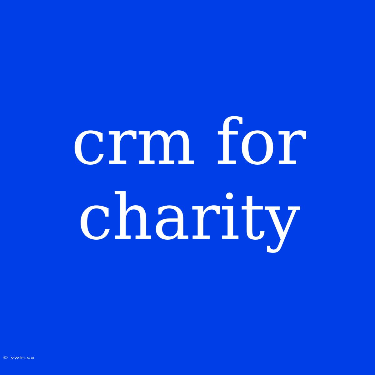 Crm For Charity