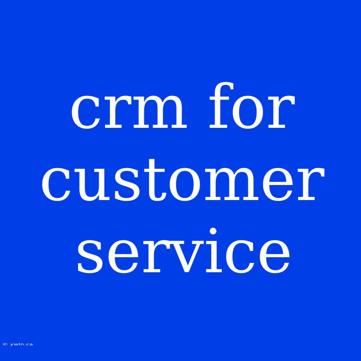 Crm For Customer Service