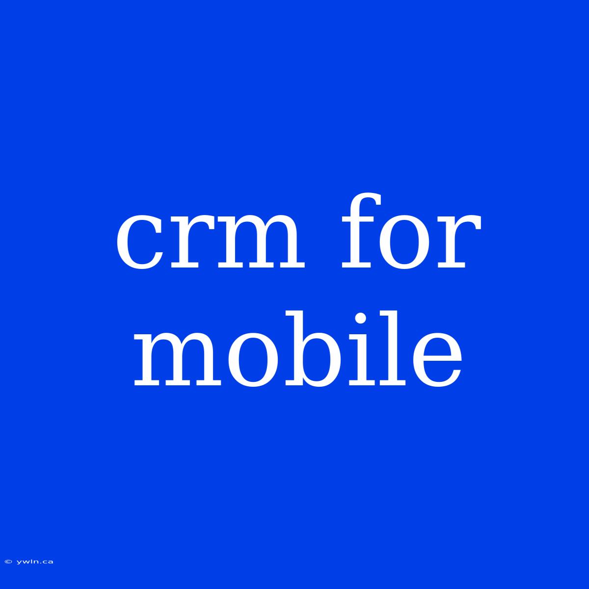 Crm For Mobile