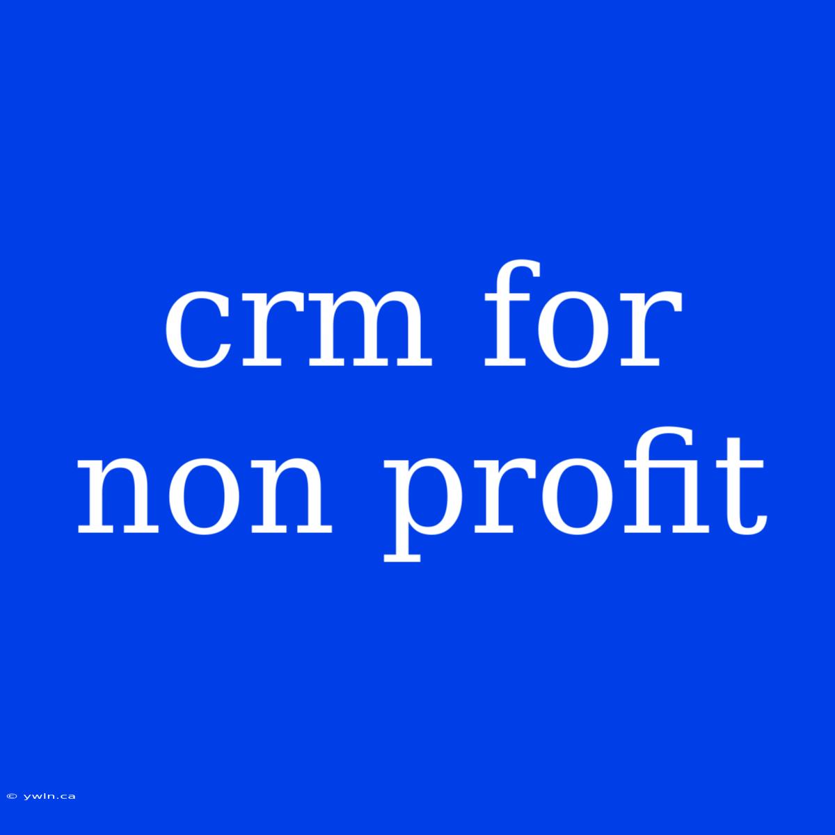 Crm For Non Profit