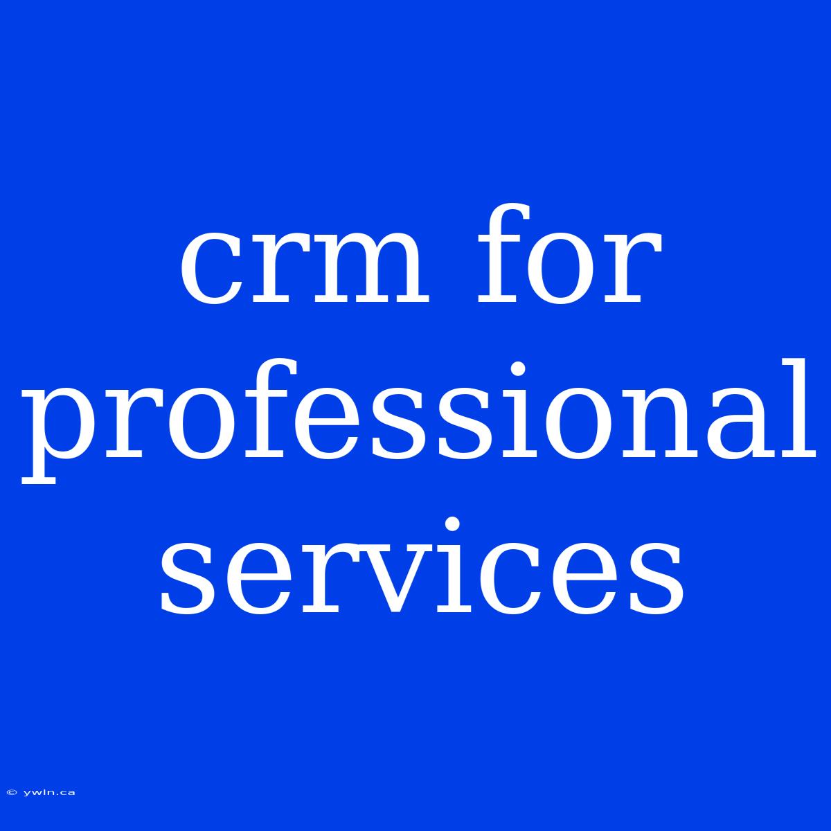 Crm For Professional Services