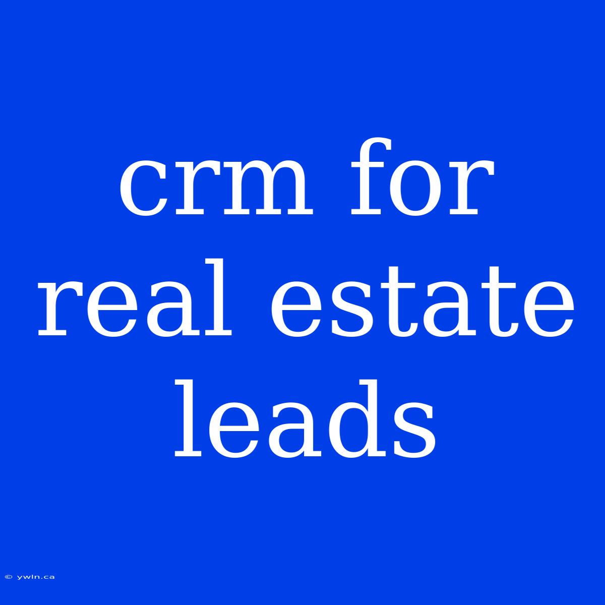 Crm For Real Estate Leads