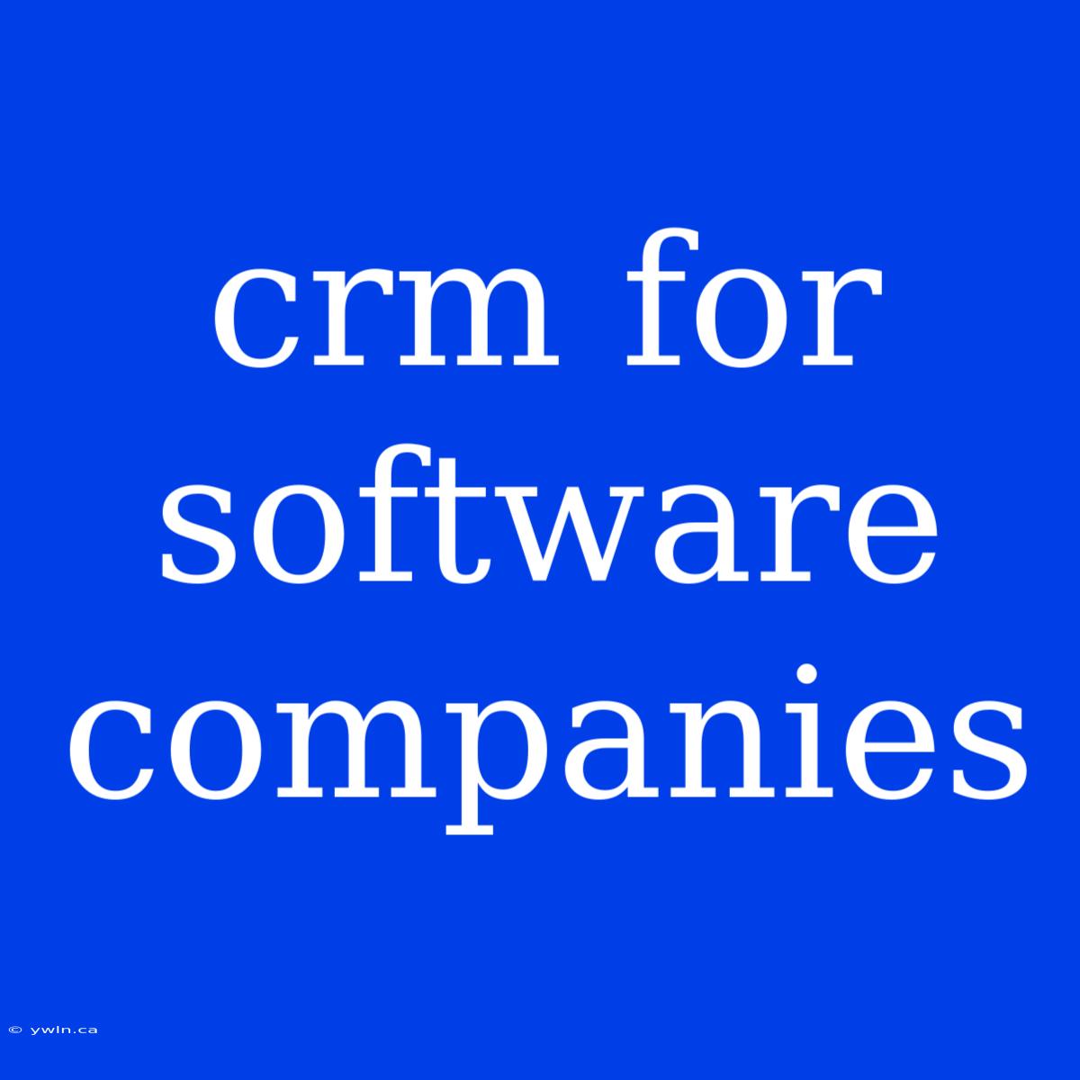 Crm For Software Companies