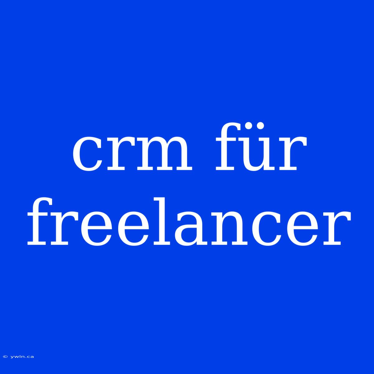 Crm Für Freelancer