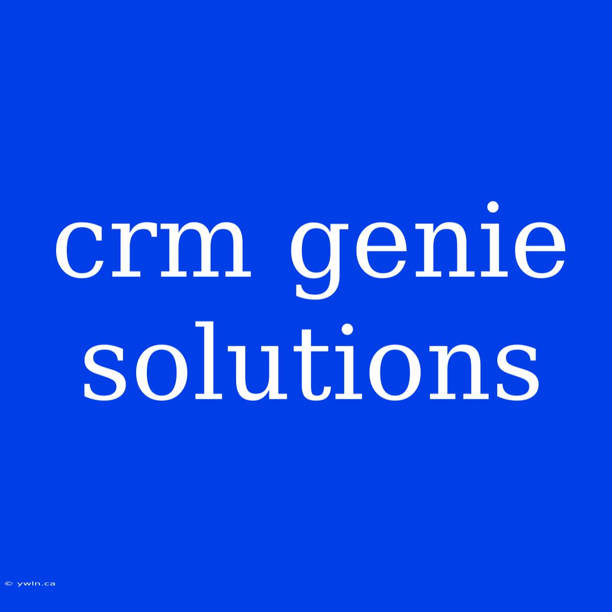 Crm Genie Solutions