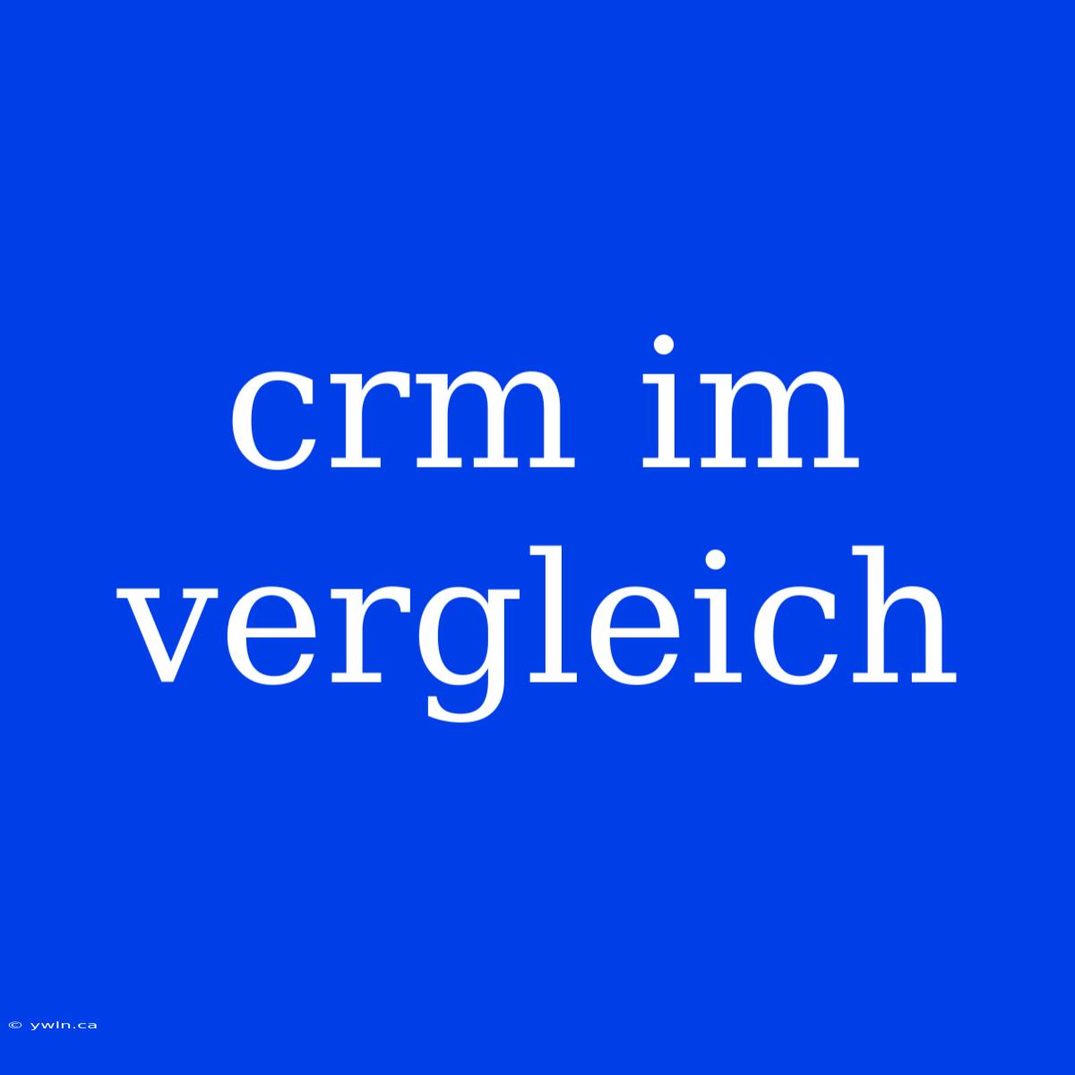 Crm Im Vergleich