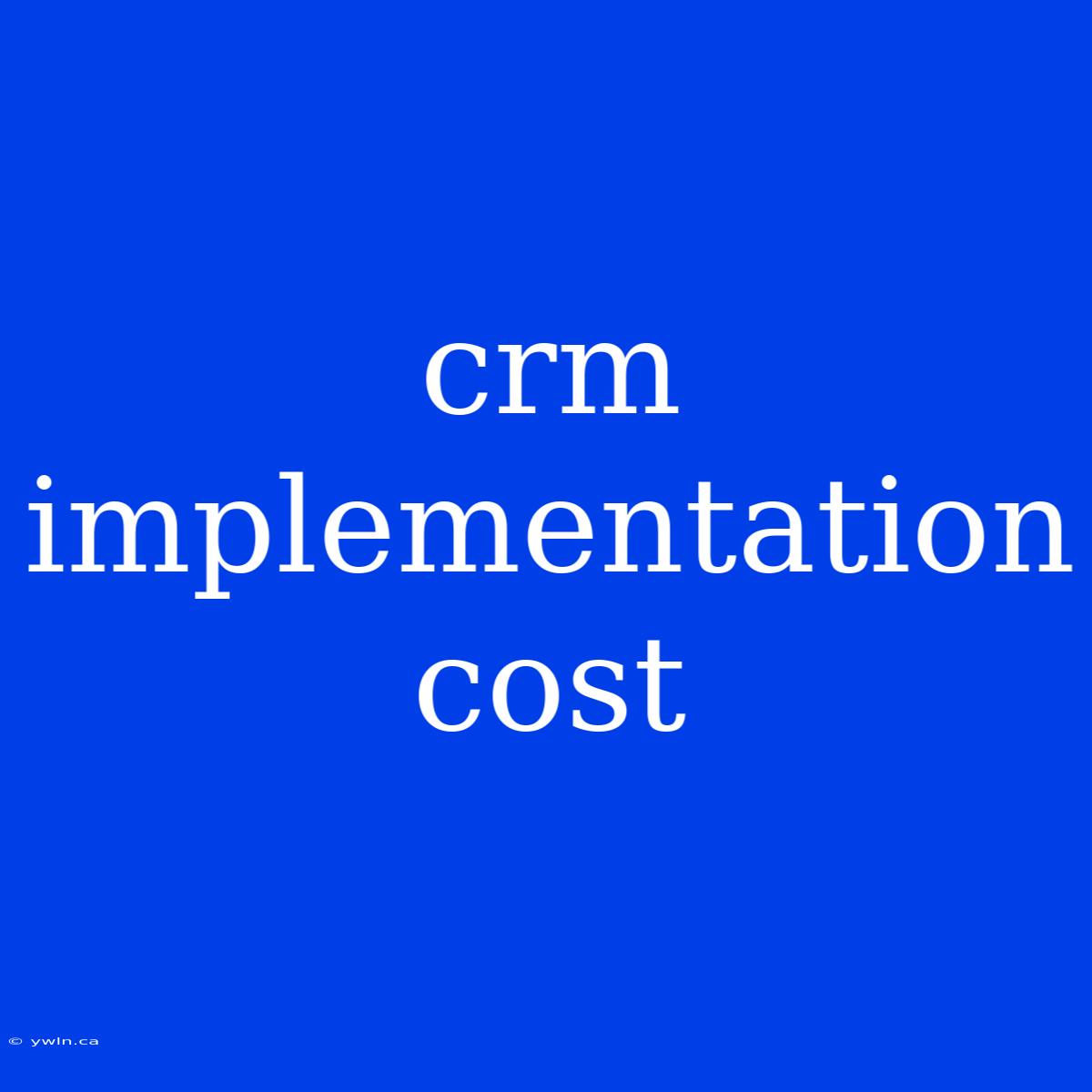 Crm Implementation Cost