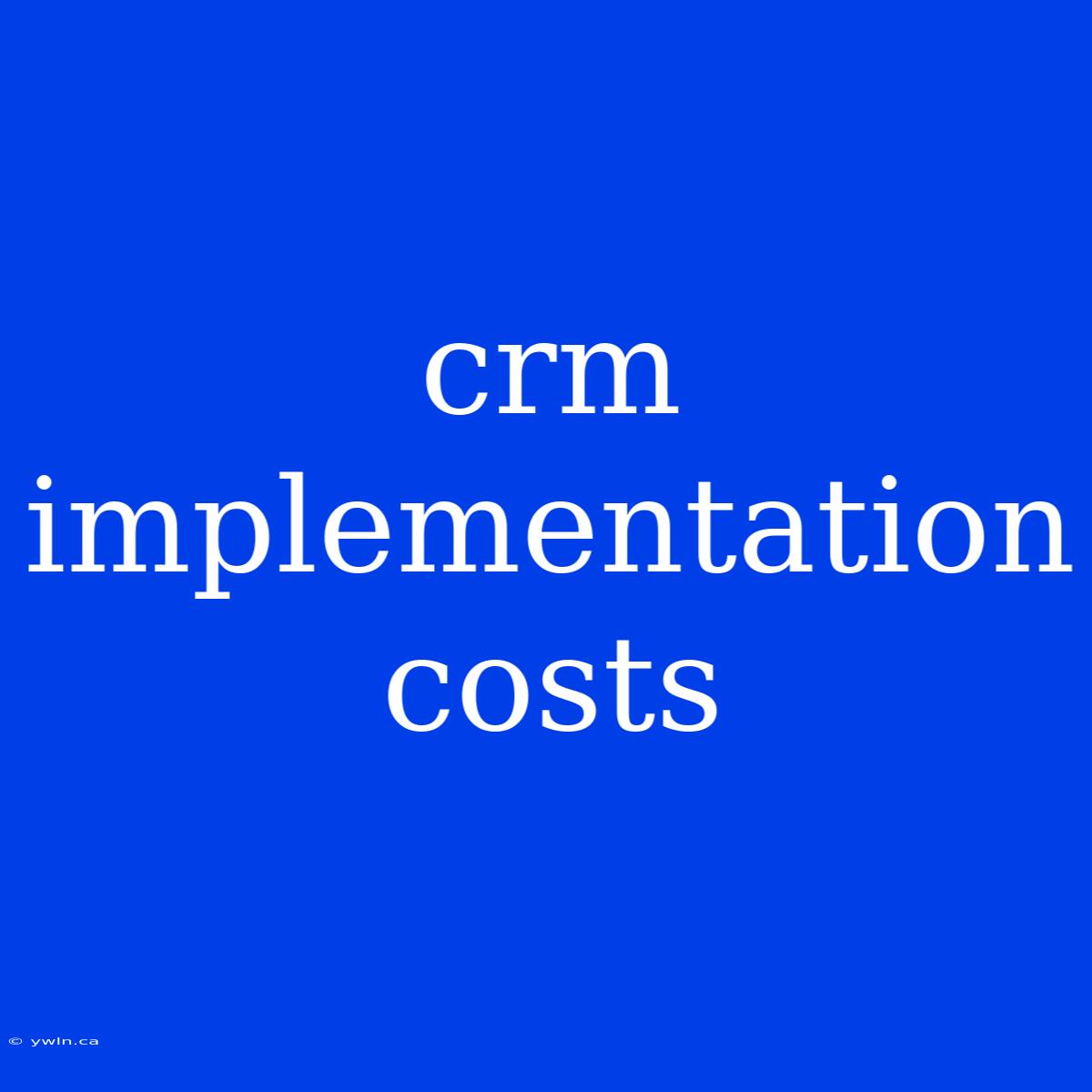 Crm Implementation Costs