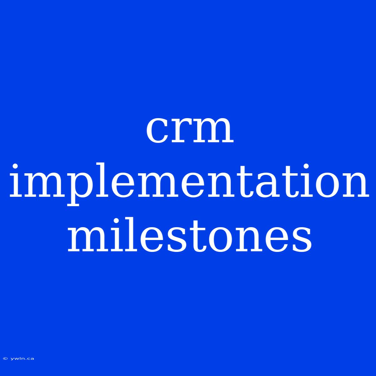 Crm Implementation Milestones