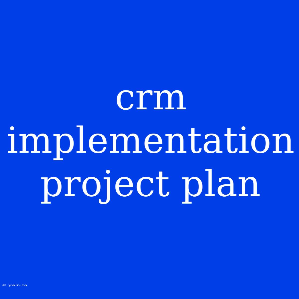 Crm Implementation Project Plan