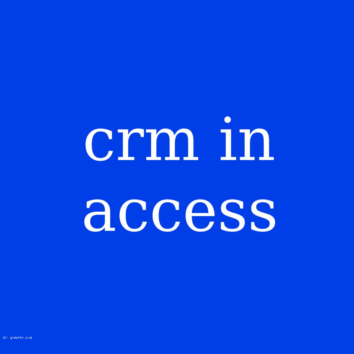 Crm In Access