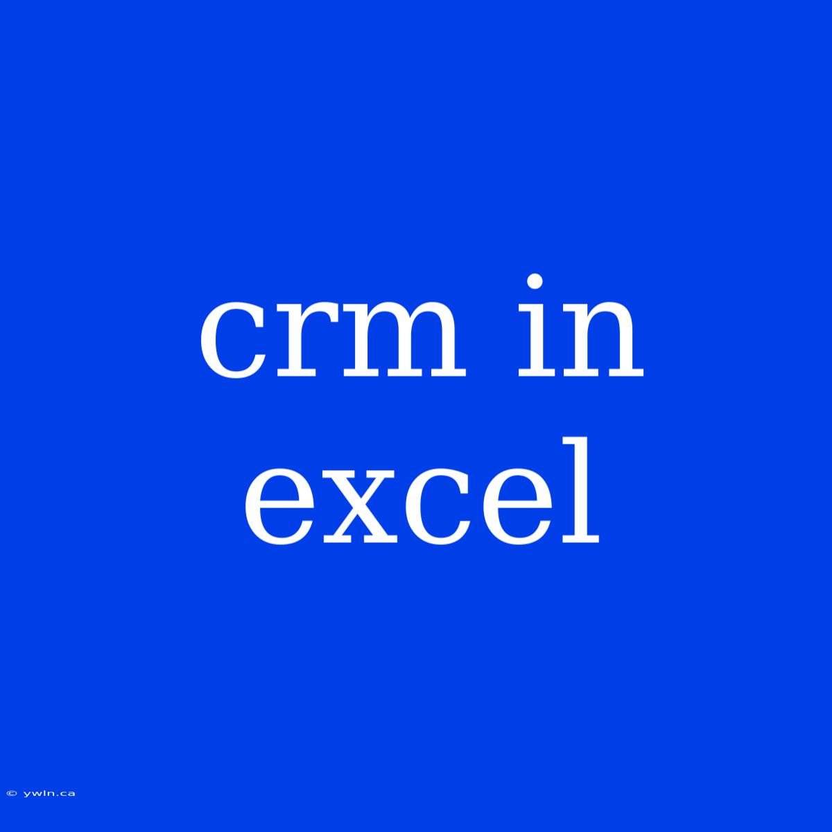 Crm In Excel