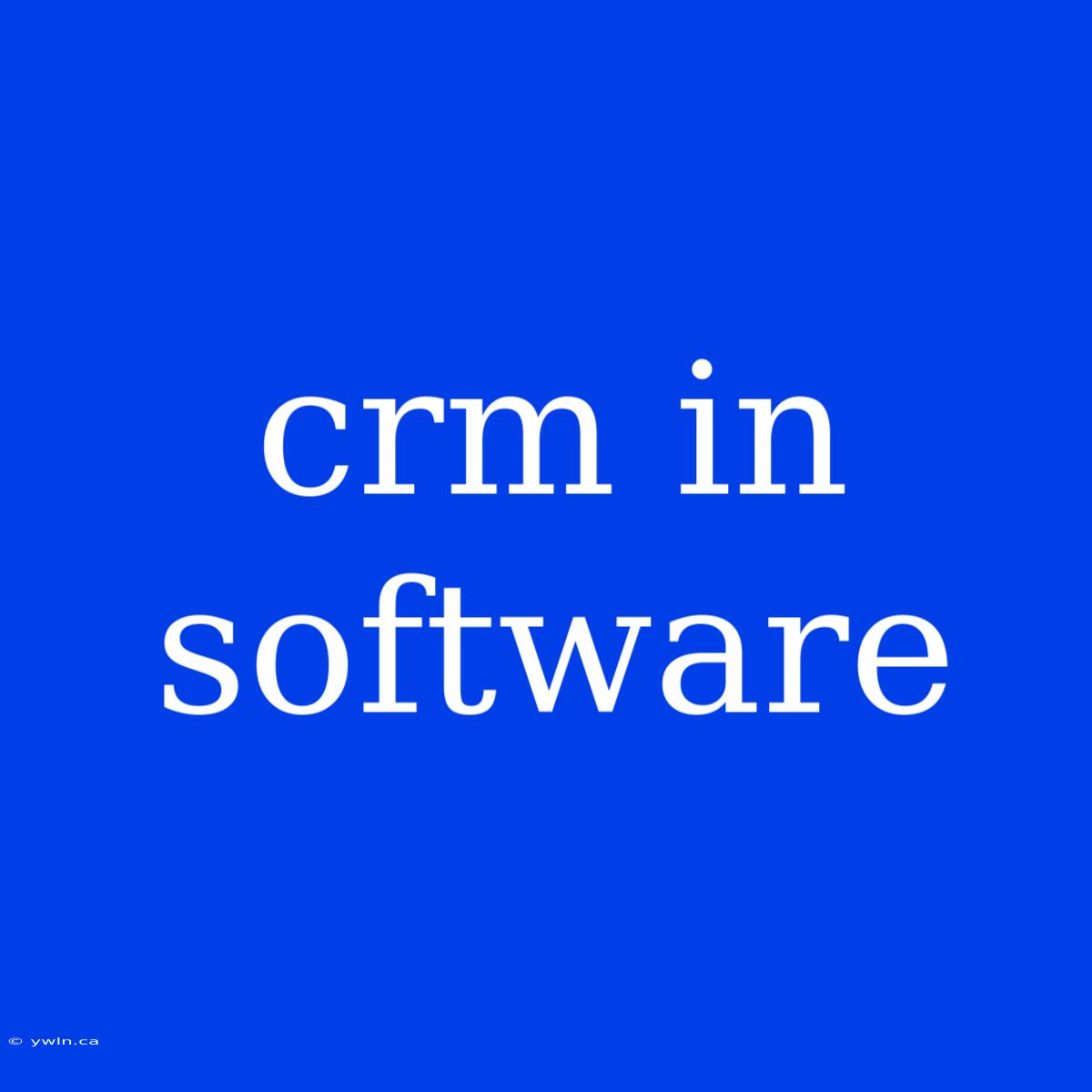 Crm In Software