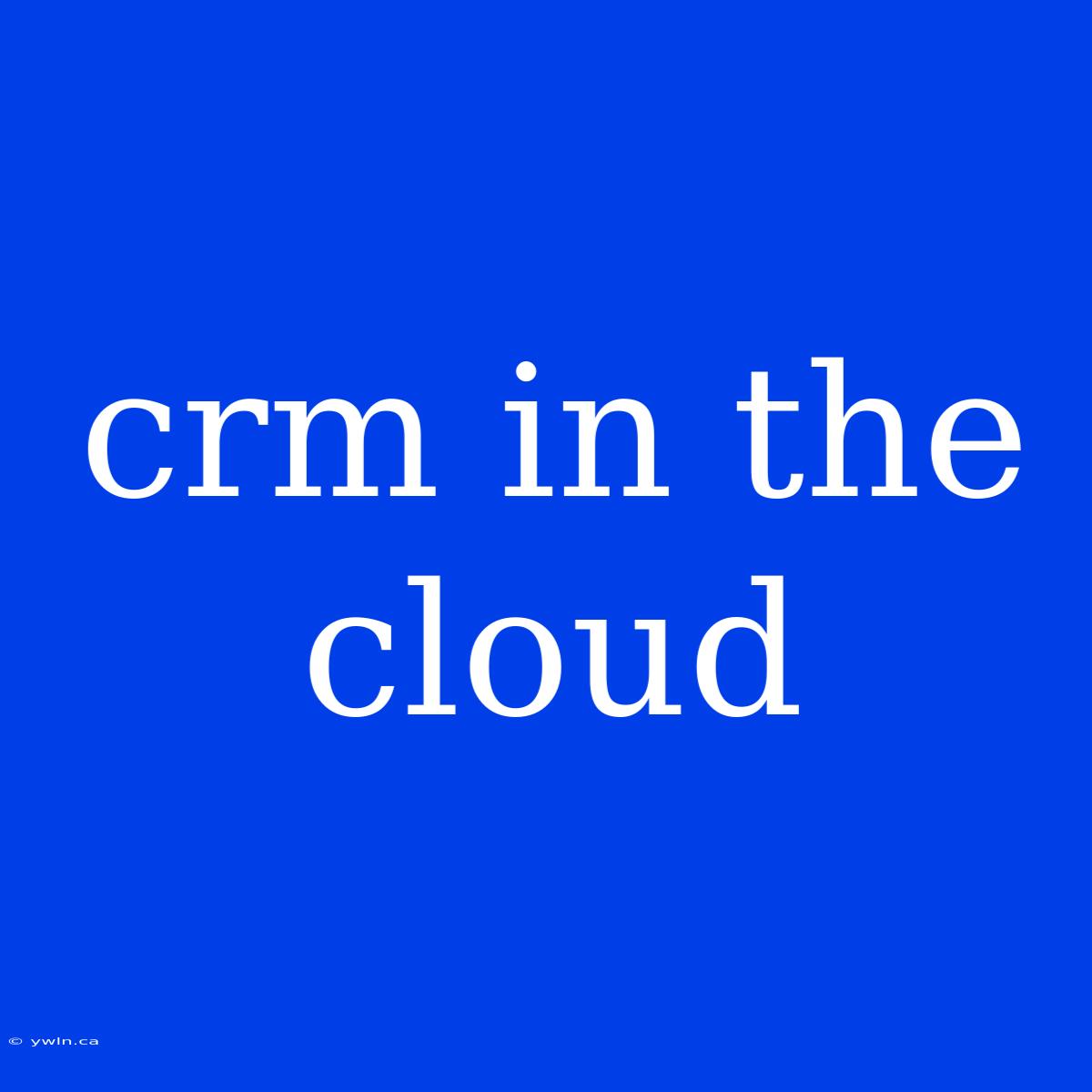 Crm In The Cloud