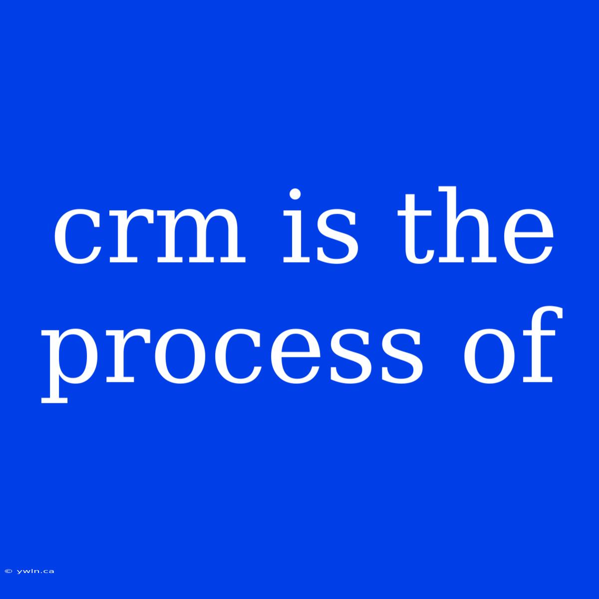 Crm Is The Process Of